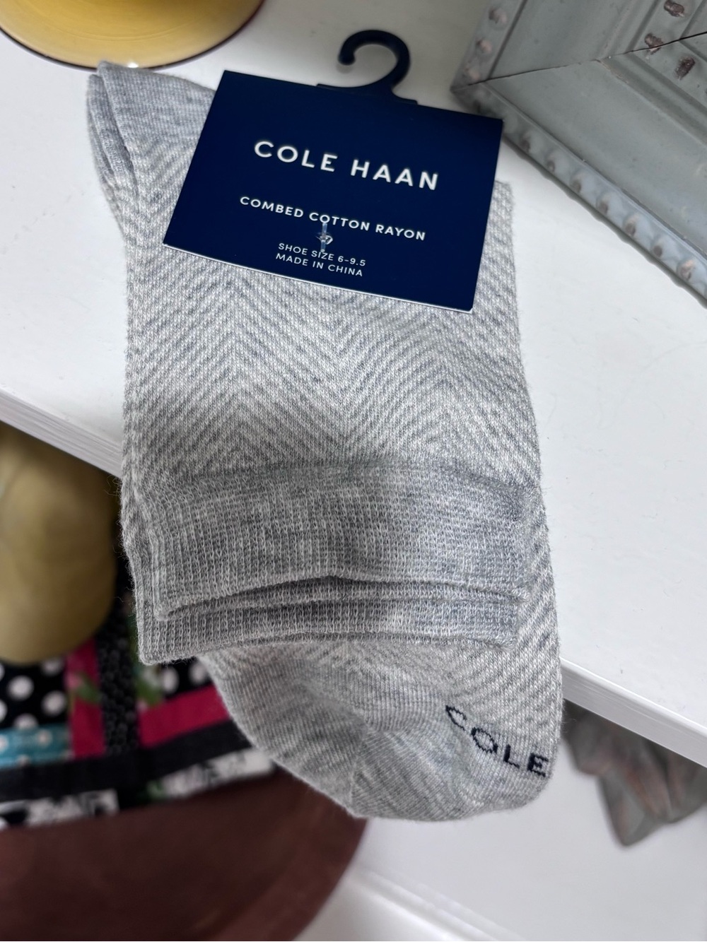 Cole Haan Women’s Grey Combed Cotton Rayon Socks